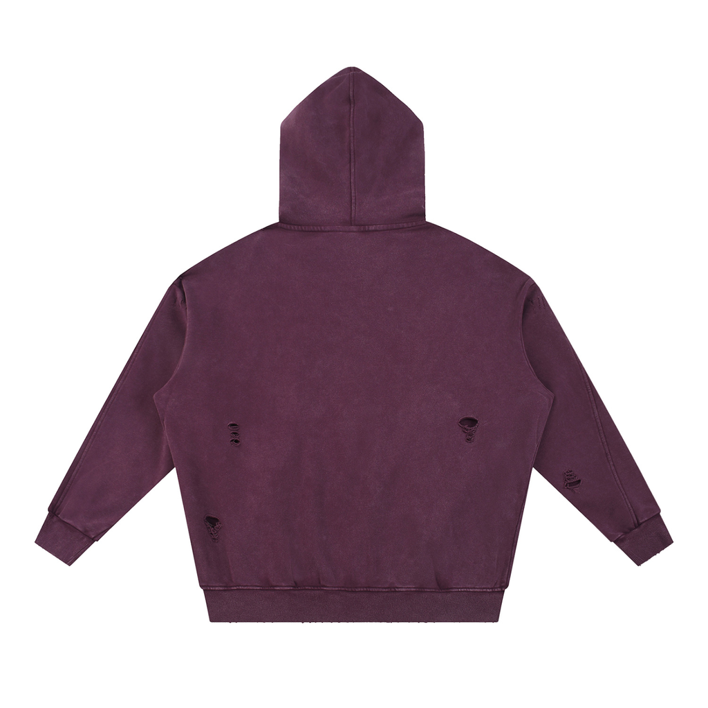 Vistelle Luxe Premium snow washed distressed panel pocket hoodie