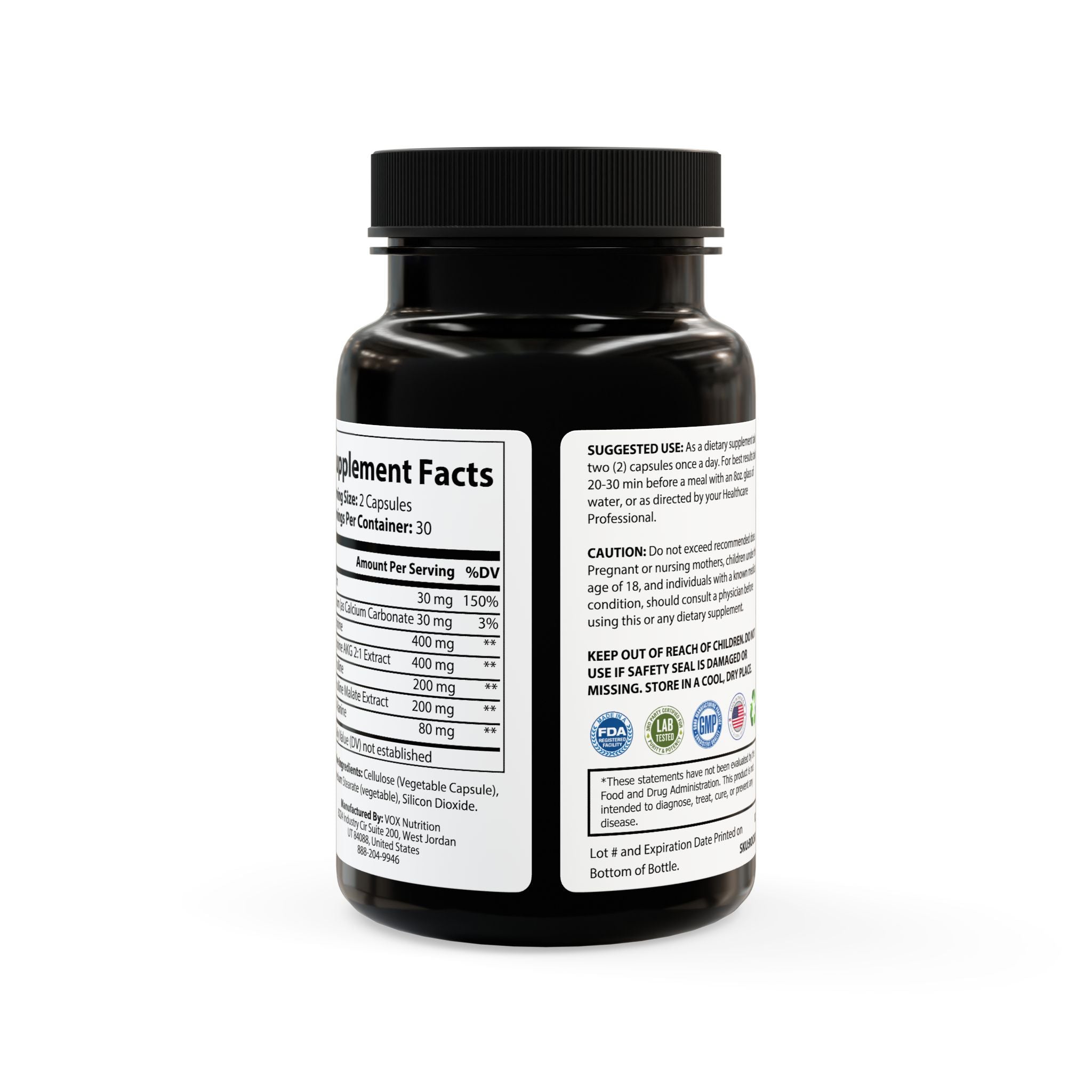 Vistelle (halal) (Vegan and Vegetarian friendly) L-Arginine supplement (60 Capsules)