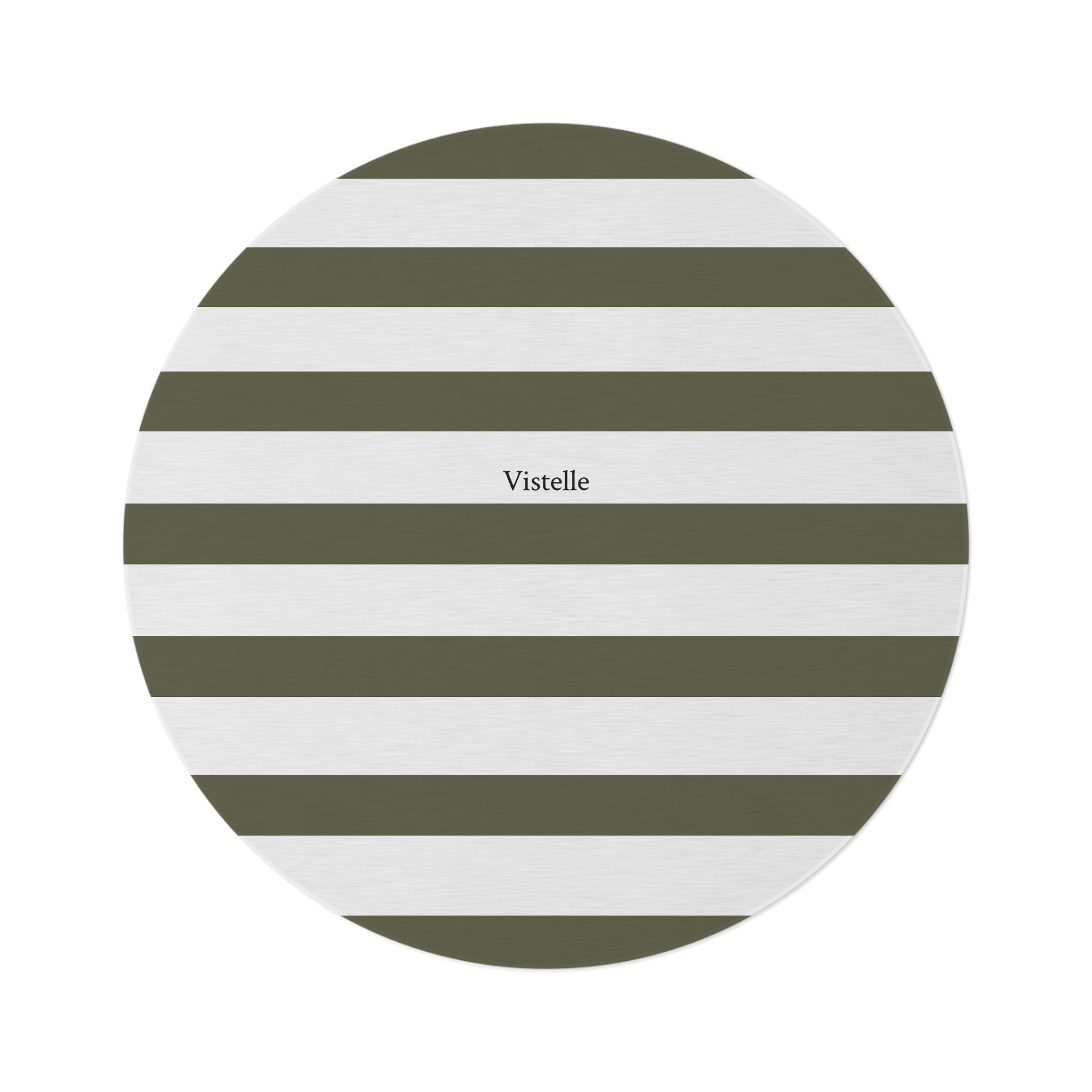 Vistelle striped round rug — olive & white rug